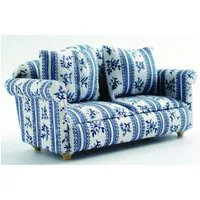 Blue Patterned Sofa for 12th Scale Dolls House