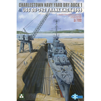 Takom 1/700 Scale Charlestown Navy Yard Dry Dock 1 & USS Frank Knox DD-742 1944 Model Kit