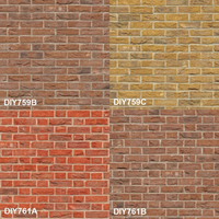 3D Effect Brick Style Embossed Heavyweight Papers for 12th Scale Dolls House- Embossed Weathered Brick