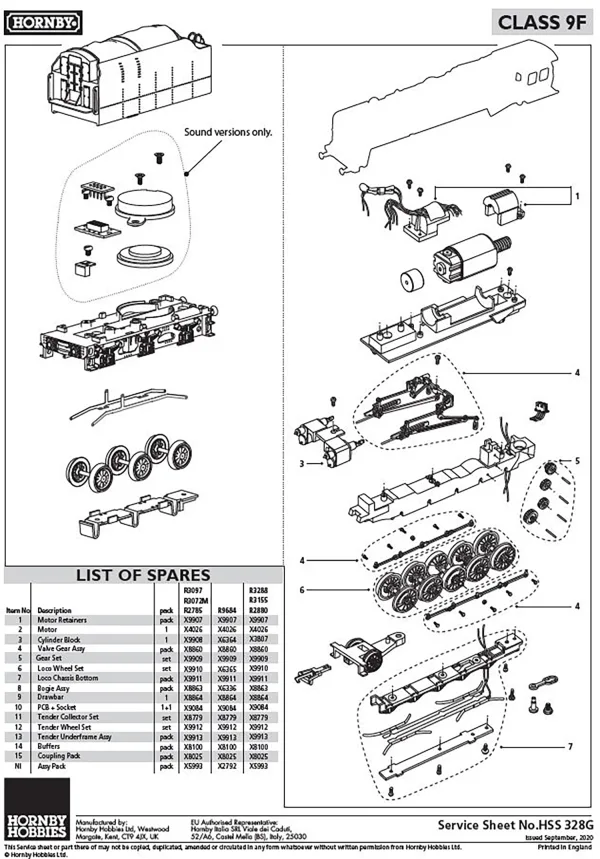 Accessory Pack Accessory pack for the Class A1 Flying Scotsman loco