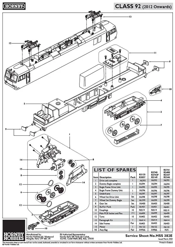 Class 92 Dummy Unit Wheel Set (R3057) Class 92 Dummy Unit Wheel Set (R3057)