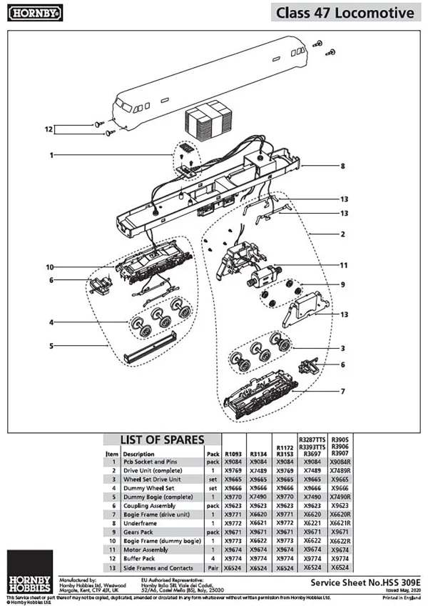 Class 47 TTS Underframe Compatible with R3287TTS