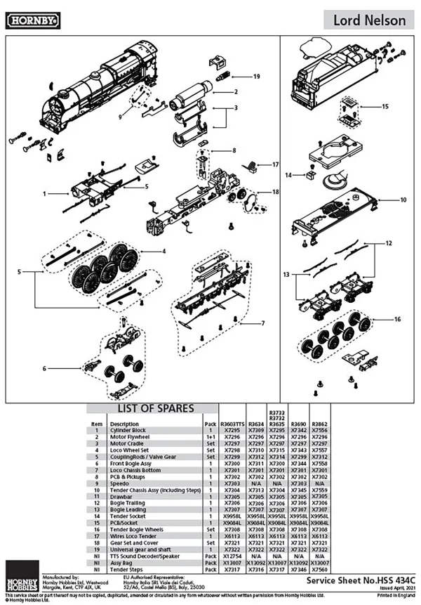 Lord Nelson Tender Bogie Wheels Compatible with R3603TTS