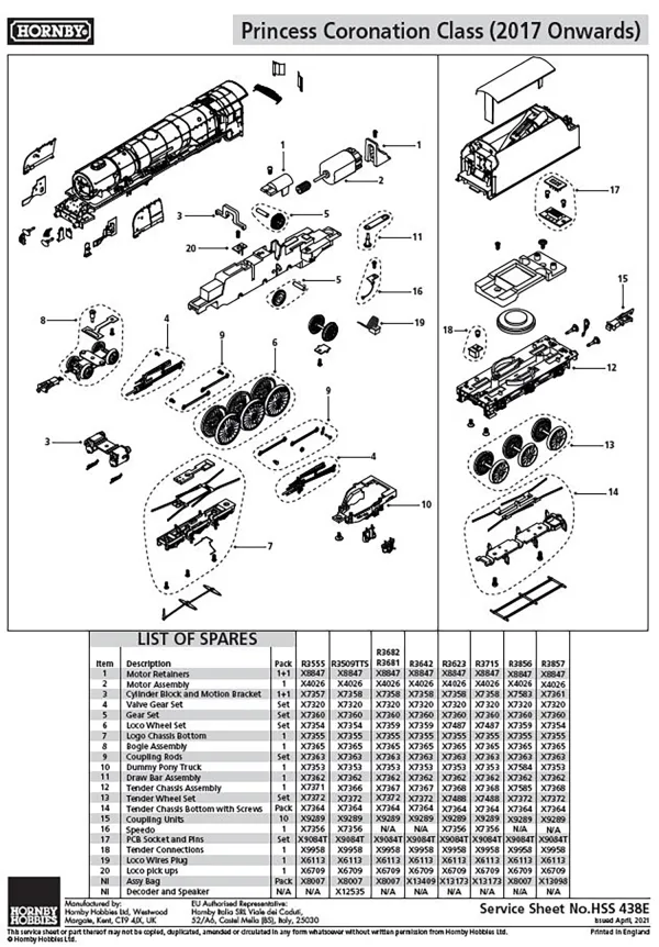 Princess Coronation Class Valve Gear Set Compatible with R3555