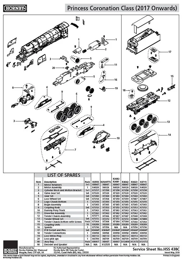 Princess Coronation Class Cylinder Block and Motion Bracket Compatible with R3509TTS