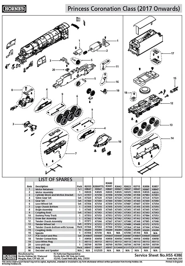 Princess Coronation Class Coupling Rods Compatible with R3555