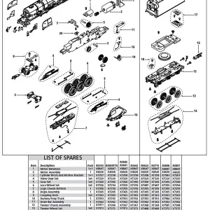 Princess Coronation Class Tender Chassis Bottom with Screws Compatible with R3555