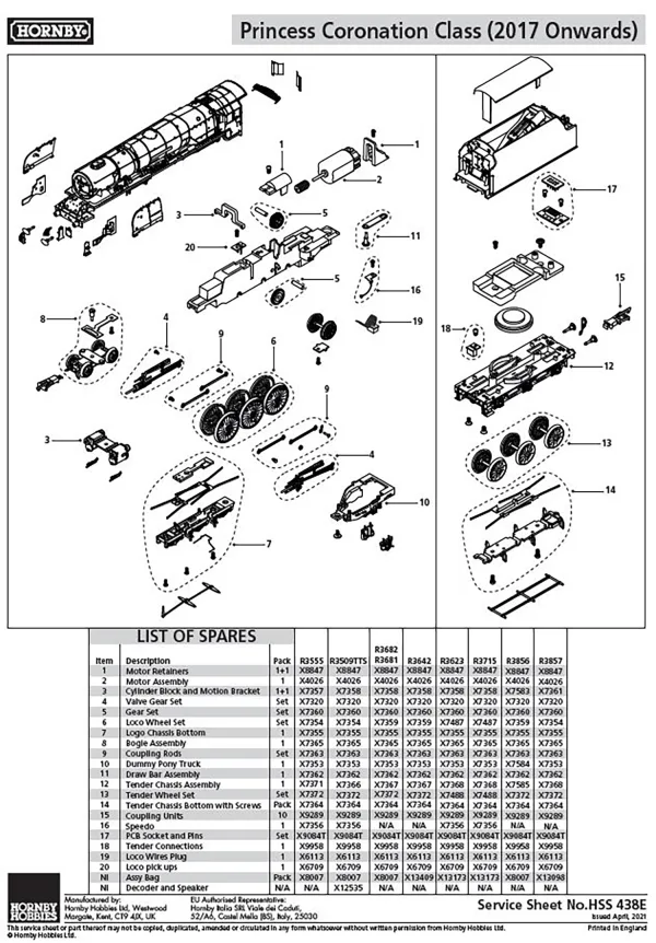 Princess Coronation Class Tender Chassis Bottom with Screws Compatible with R3555