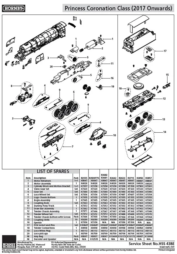 Princess Coronation Class Tender Wheel Set Compatible with R3555