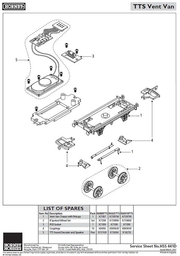 TTS Vent Van Vent Van Chassis with Pickups Compatible with R6925TTS