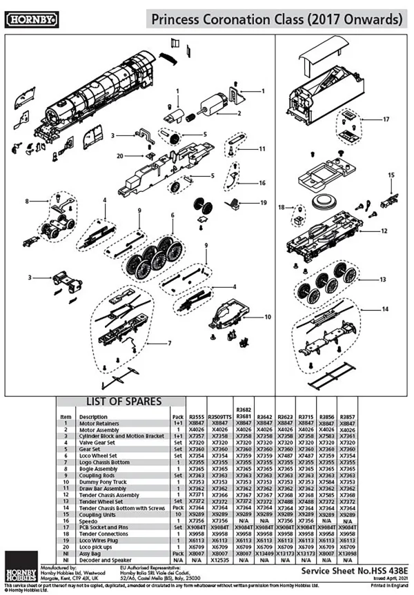 Princess Coronation Class Tender Chassis Assembly Compatible with R3856