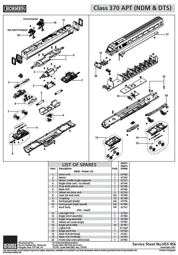 Class 370 APT Bogie drive unit - no wheels Compatible with R3873