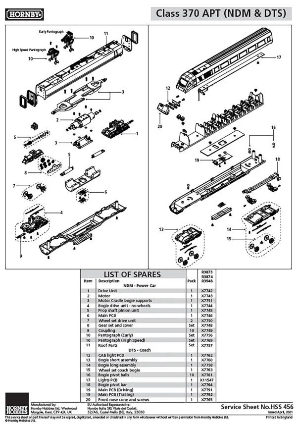 Class 370 APT Pantograph (Early) Compatible with R3873