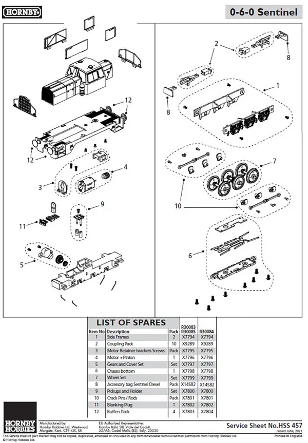 0-6-0 Sentinel Motor Retainer brackets Screws <p>Compatible with R30083