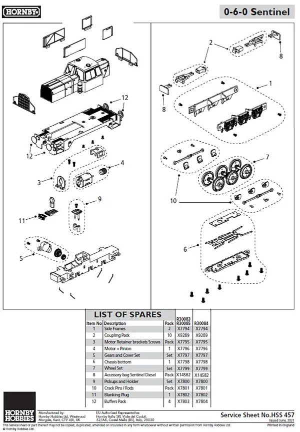 0-6-0 Sentinel Gears and Cover Set <p>Compatible with R30083