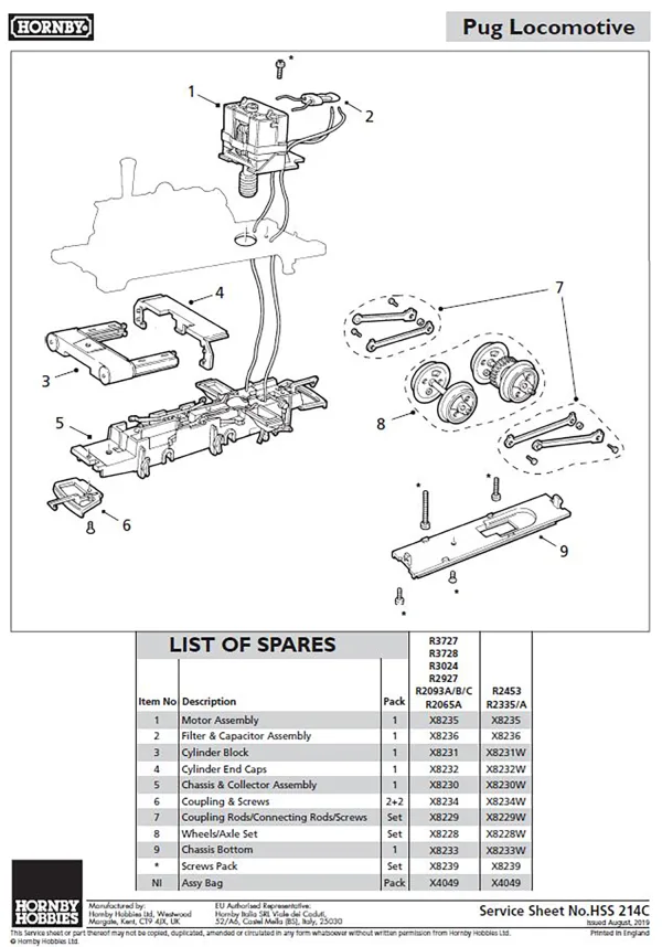 0-4-0 LMS Pug Wheels and Axle (R2065) 0-4-0 LMS Pug Wheels and Axle (R2065)
