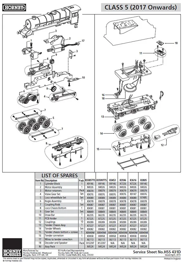 Black 5 Valve Gear and Screws (R2250) Black 5 Valve Gear and Screws (R2250)