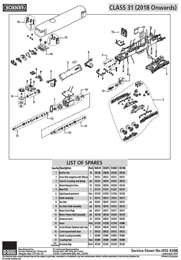 Motor Unit And Pads Class 31 Motor assembly for the Class 31 loco.