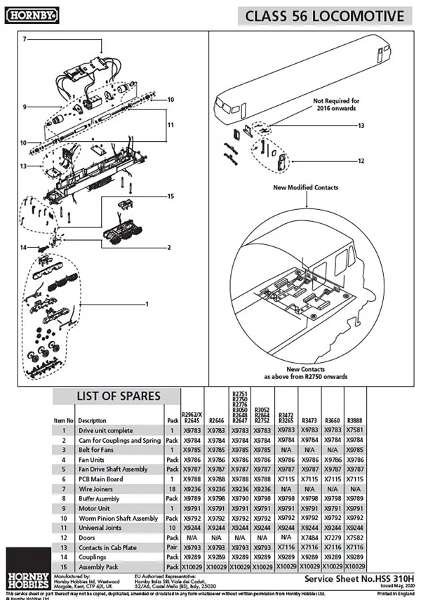 Sprung Buffer Assembly 4 pack Oval sprung buffers for Class 56 Diesel 4 pack