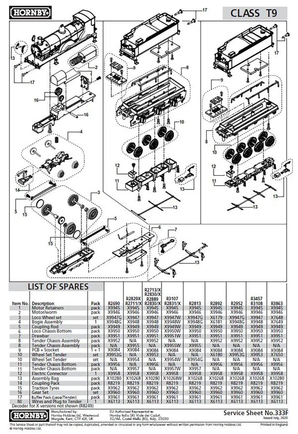 Class T9 Locomotive Chassis Bottom Class T9 Locomotive Chassis Bottom