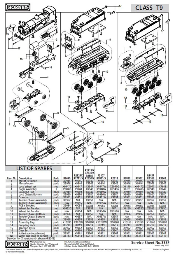 Class T9 Tender Chassis Bottom Class T9 Tender Chassis Bottom