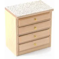 Modern Pine 4 Drawer Kitchen Unit with Worktop for 12th Scale Dolls House