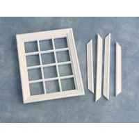 White Wooden 12 Pane Window for 12th Scale Dolls House