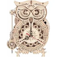 ROKR Owl Clock Battery Mechanical Gears Wooden Model Kit