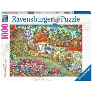 Floral Mushroom Houses 1000 Piece Jigsaw Puzzle