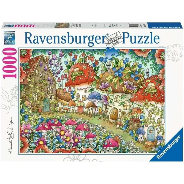 Floral Mushroom Houses 1000 Piece Jigsaw Puzzle