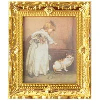 Gold Framed Child and Pet Picture 1 for 12th Scale Dolls House