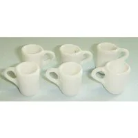 White Mugs x 6 for 12th Scale Dolls House