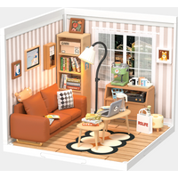 Rolife Cozy Living Lounge Plastic DIY Miniature Dollhouse Kit