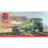 Airfix 1/76 Scale AEC Matador and 5.5" Gun Model Kit