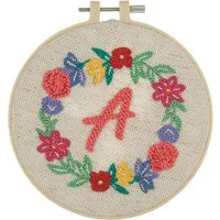 Trimits Floral Monogram Embroidery Punch Needle Kit