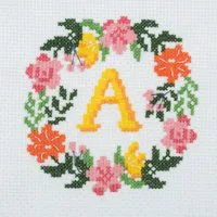 Trimits Floral Wreath Monogram Mini Counted Cross Stitch Kit