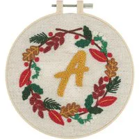 Trimits Festive Monogram Wreath Embroidery Punch Needle Kit