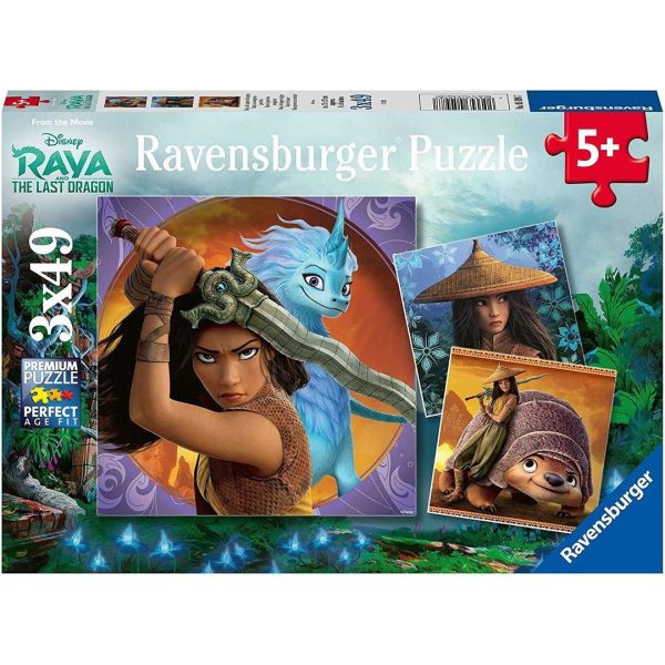 Raya & The Last Dragon   3 x 49 Piece Jigsaw Puzzles